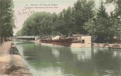 AK / Ansichtskarte Camp de Chalons Chalons-en-Champagne 51 Marne Le Canal à Sept-Saulx et le Pont l'Issu