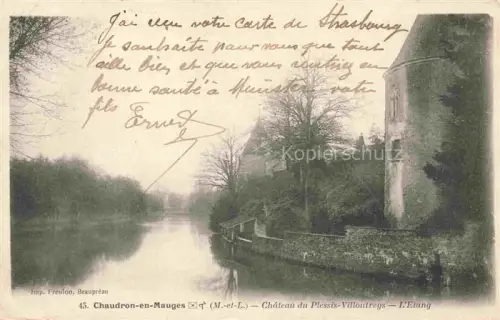 AK / Ansichtskarte Chaudron-en-Mauges CHOLET 49 Maine-et-Loire Château du Plessis-Villoutreys Etang