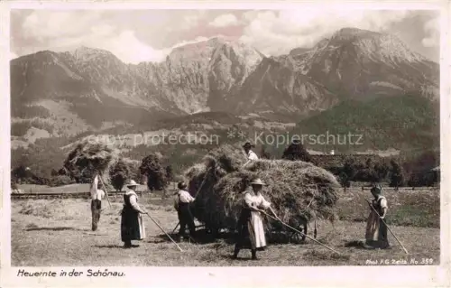 AK / Ansichtskarte BERCHTESGADEN Bayern Heuernte in der Schoenau Berchtesgadener Alpen