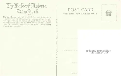 AK / Ansichtskarte NEW YORK City USA The Waldorf Astoria Sert Room