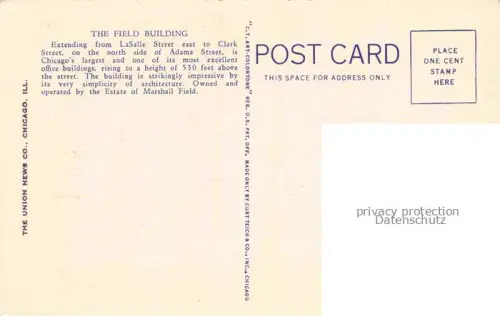 AK / Ansichtskarte CHICAGO  Illinois USA Field Building Illustration