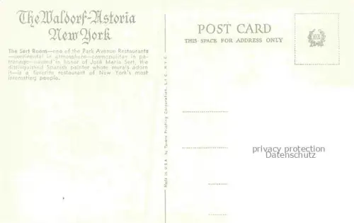 AK / Ansichtskarte NEW YORK City USA The Waldorf Astoria Sert Room