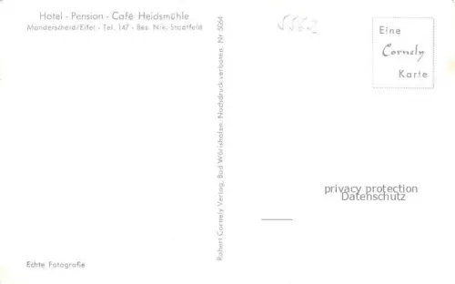 AK / Ansichtskarte Manderscheid Eifel Hotel Pension Café Heidsmuehle Speisesaal Terrasse Schwimmbad Burgen