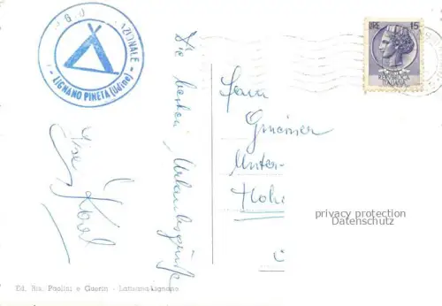 AK / Ansichtskarte LIGNANO  Pineta Veneto IT Stadtpanorama Hochhaus Waldpartie Segelregatta