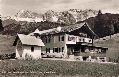 AK / Ansichtskarte GARMISCH-PARTENKIRCHEN Bayern Gschwandtnerbauer mit Karwendel