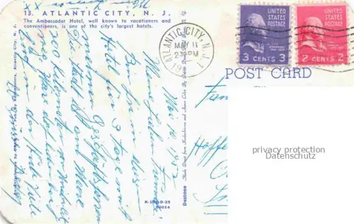 AK / Ansichtskarte Atlantic City New Jersey USA The Ambassador Hotel