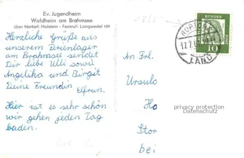AK / Ansichtskarte Waldheim Brahmsee Ev Jugendheim am Brahmsee Waldweg