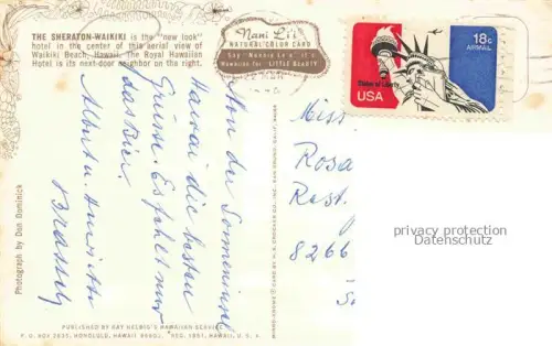 AK / Ansichtskarte Waikiki Honolulu Hawaii USA The Sheraton Waikiki Hotel Fliegeraufnahme