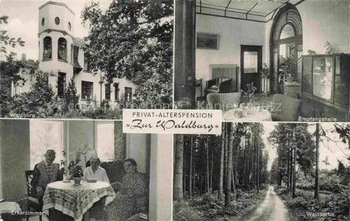 AK / Ansichtskarte Lentfoehrden Segeberg Schleswig-Holstein Alterspension Zur Waldburg Empfangshalle Erkerzimmer Waldpartie