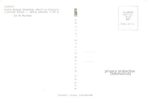 AK / Ansichtskarte GDANSK Danzig PL Fahrgastschiff Ewa Schiffskran