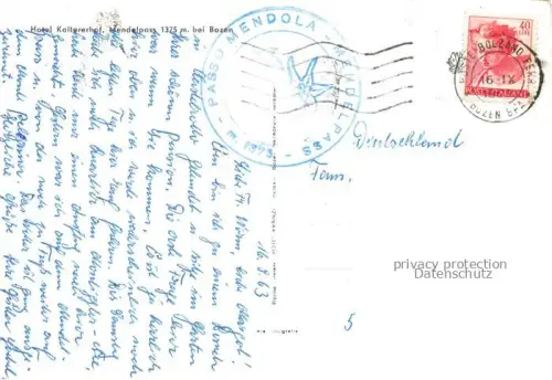 AK / Ansichtskarte Mendola Mendelpass Trentino IT Hotel Pensione Caldaro Herrnhofer Fliegeraufnahme