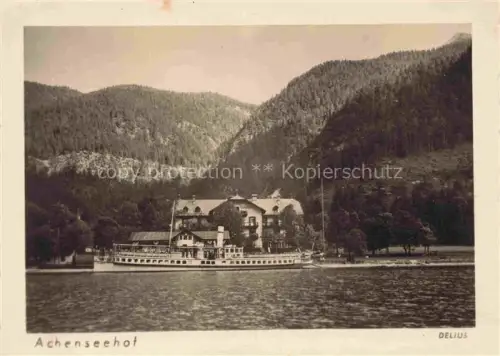 AK / Ansichtskarte Achenseehof Tirol AT Panorama Fahrgastschiff