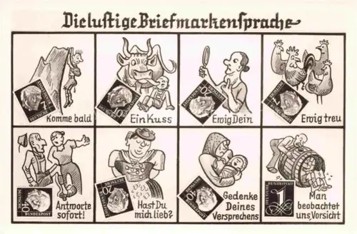AK / Ansichtskarte BriefmarkenSPRACHE auf Ak Language des Timbres-- Muenchen 