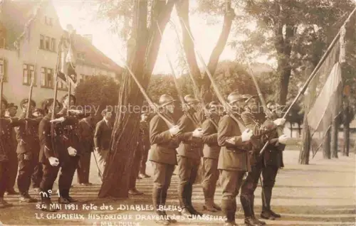 AK / Ansichtskarte MULHOUSE Muehlhausen 68 Haut-Rhin 24 Mai 1931 Féte des Diables Bleus Drapeau des Chasseurs