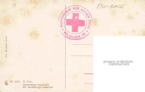 AK / Ansichtskarte MULHOUSE Muehlhausen 68 Haut-Rhin Samaritanus misericors Der barmherzige Samariter Rotes Kreuz Fr. Fuchs Kuenstlerkarte