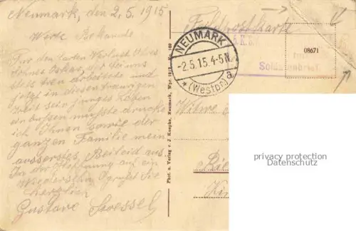AK / Ansichtskarte Neumark Westpreussen Lubawskie PL Marktecke Kuenstlerkarte Feldpost Soldatenbrief Pruefstempel