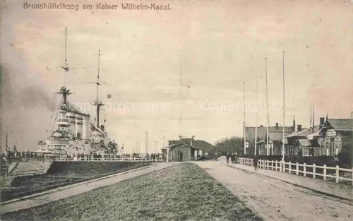 AK / Ansichtskarte Brunsbuettelkoog Partie am Kaiser Wilhelm-Kanal Dampfer Feldpost Pruefstempel