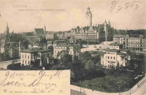 AK / Ansichtskarte LEIPZIG Sachsen Neues Rathaus von der Waechterstrasse gesehen