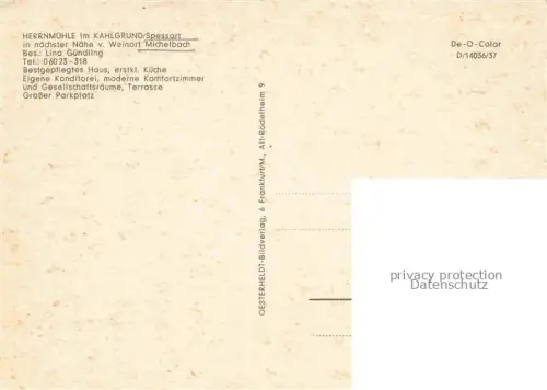 AK / Ansichtskarte Michelbach Spessart Unterfranken Bayern Herrnmuehle im Kahlgrund