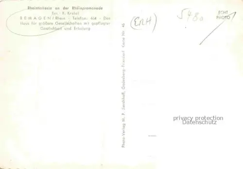 AK / Ansichtskarte REMAGEN Rheinland-Pfalz Rheinterrasse an der Rheinpromenade Gastraeume Terrasse