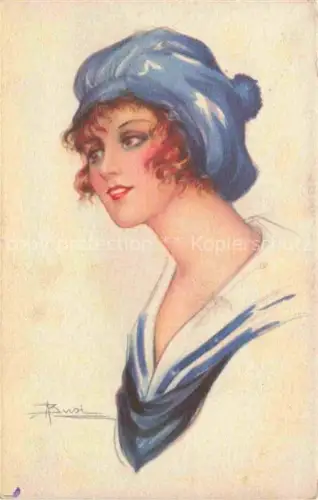 AK / Ansichtskarte BUSI Adolfo Kuenstlerkarte Frau Matrosenhut Litho 