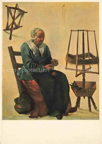 AK / Ansichtskarte VERMEER Jan de Delft (1632-1675) Kuenstlerkarte Alte Frau mit Haspel 