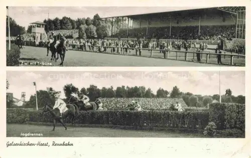 AK / Ansichtskarte Horst Gelsenkirchen NRW Pferderennbahn Ziel mit Tribuene