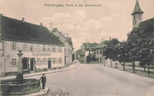AK / Ansichtskarte Nuertingen Partie bei der Kreuzkirche Brunnen