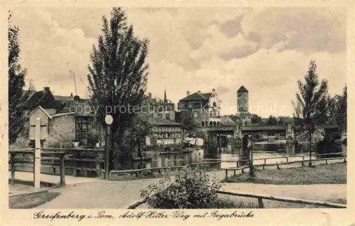 AK / Ansichtskarte Greifenberg Pommern Gryfow Slaski PL Weg mit Regabruecke