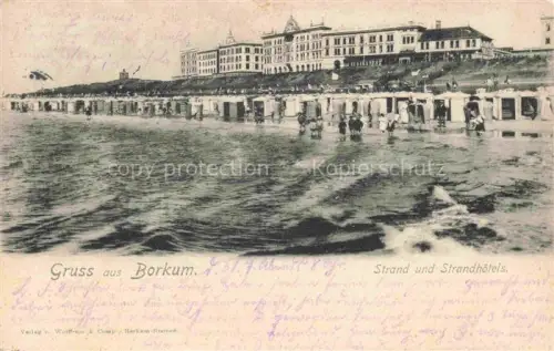 AK / Ansichtskarte BORKUM Nordseebad Niedersachsen Strand und Strandhotels