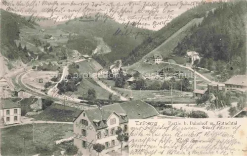 AK / Ansichtskarte Triberg Schwarzwald BW Partie beim Bahnhof mit Blick ins Gutachtal