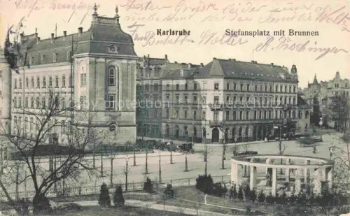 AK / Ansichtskarte KARLSRUHE Baden Stefansplatz mit Brunnen