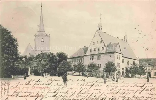 AK / Ansichtskarte Soemmerda Thueringen Platz Ortszentrum Blick zur Kirche