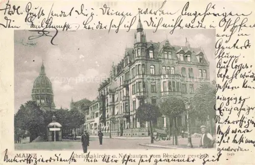 AK / Ansichtskarte MAINZ  Rhein Christuskirche und Neubauten vom Rheintor gesehen