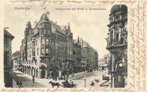 AK / Ansichtskarte KARLSRUHE Baden Hofapotheke mit Waldstrasse und Kaiserstrasse