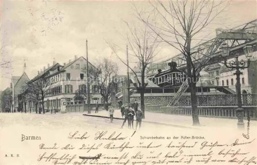 AK / Ansichtskarte Barmen Elberfeld WUPPERTAL Schwebebahn an der Adler-Bruecke