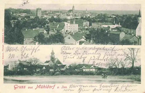 AK / Ansichtskarte Muehldorf  Inn Bayern Panorama Blick zur Kirche