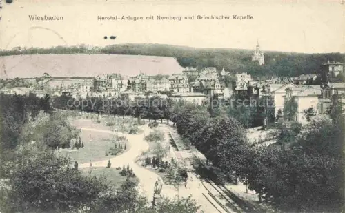 AK / Ansichtskarte WIESBADEN Nerotal-Anlagen mit Neroberg und Griechischer Kapelle