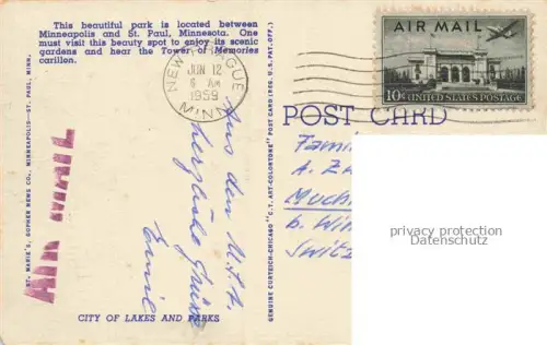 AK / Ansichtskarte St Paul Minnesota USA Sunset Memorial Park Minneapolis and St Paul