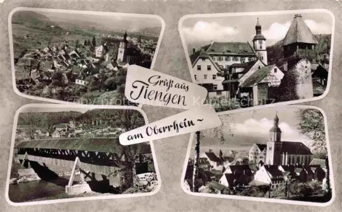 AK / Ansichtskarte Tiengen Waldshut Panorama Aussichtsturm Gedeckte Bruecke Kirche