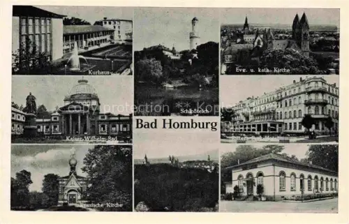 AK / Ansichtskarte BAD HOMBURG von der Hoehe Hessen Kurhus Kaiser Wilhelm Bad Russ Kirche Schlossteich Ev und kath Kirche Ritters Park Hotel