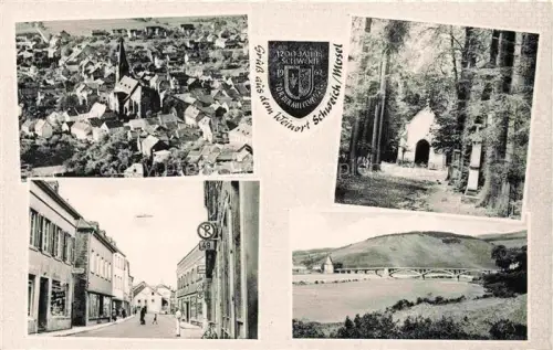 AK / Ansichtskarte Schweich Mosel Rheinland-Pfalz Fliegeraufnahme Strassenpartie Kapelle Panorama