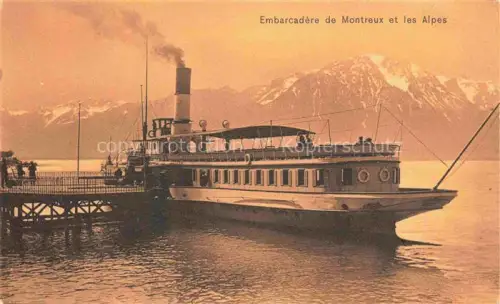 AK / Ansichtskarte Dampfer Binnenschifffahrt Embarcadere de Montreux Alpes 