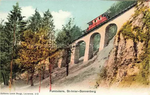 AK / Ansichtskarte Funicular Zahnradbahn Standseilbahn Furniculaire Rack Railway-- St Imier Sonnenberg 