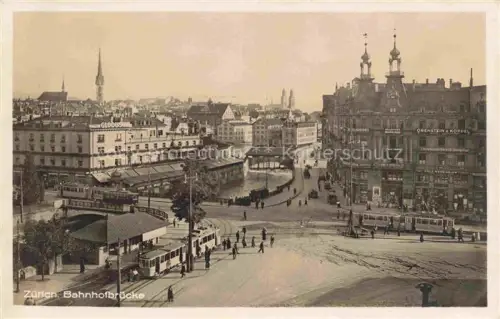 AK / Ansichtskarte STRAssENBAHN Tramway-- Zuerich Bahnhofbruecke 