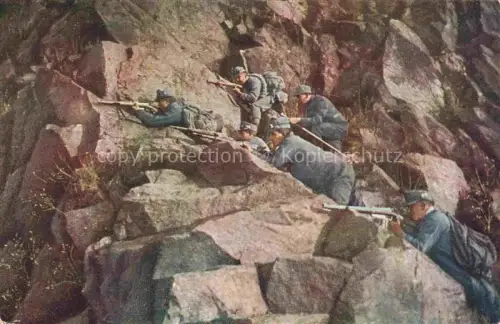 AK / Ansichtskarte Gebirgsjaeger Chasseur Alpins Reggimento Alpini Militaria-- Vorpostengefecht in de Karpathen 