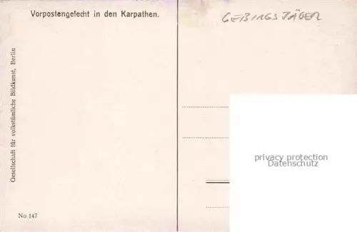 AK / Ansichtskarte Gebirgsjaeger Chasseur Alpins Reggimento Alpini Militaria-- Vorpostengefecht in de Karpathen 