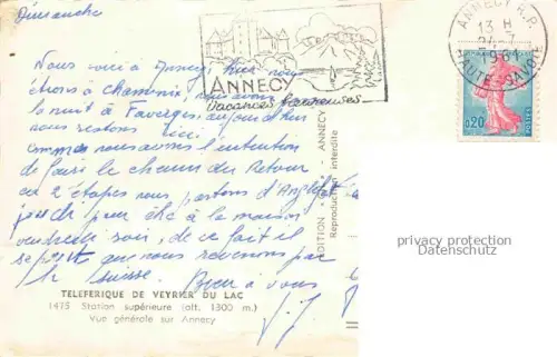 AK / Ansichtskarte Seilbahn Cable-Car Telepherique Lac Annecy 
