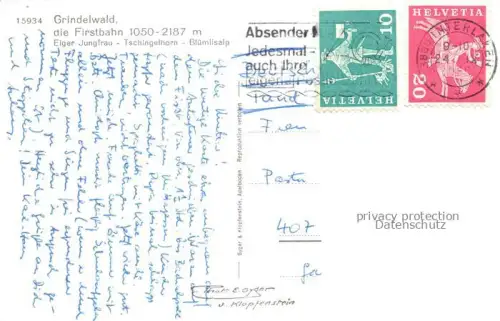 AK / Ansichtskarte Sessellift Chairlift Telesiege Grindewald Firstbahn Jungfrau Tschingelhorn 