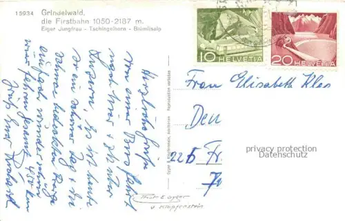 AK / Ansichtskarte Sessellift Chairlift Telesiege Grindelwald Firstbahn Jungfrau Eiger 